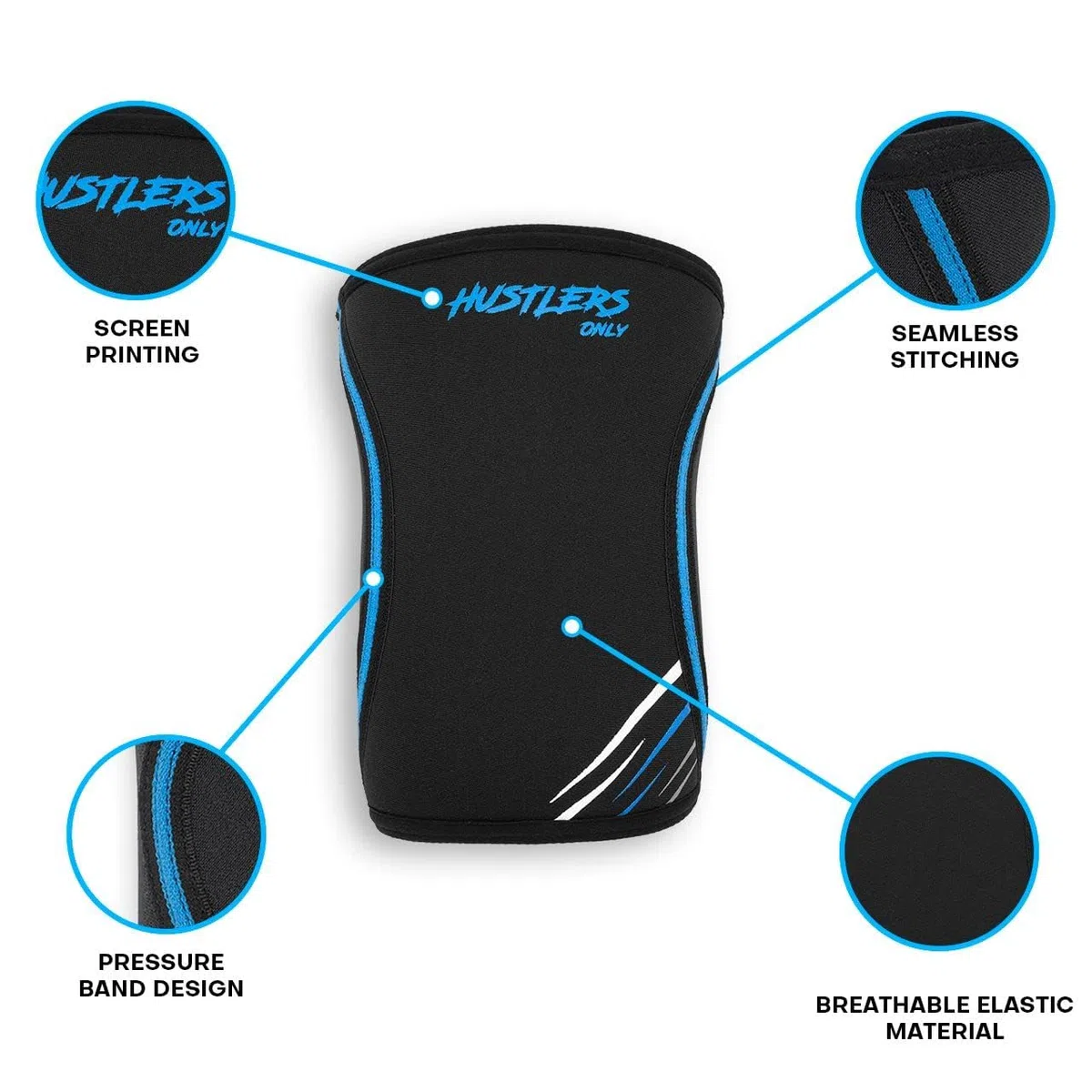 Hustlers Only 7mm Elbow Sleeves For Weightlifting, Gym Workout, Powerlifting, Fitness & Training (S, Black)