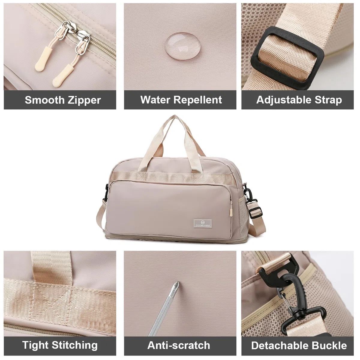 Bolsa de Gimnasio Deporte Mujer Grande, Expandible 37,7 L a 50,7 L, con Bolsillo Húmedo, Bolsa de Viaje Deportiva de Fin de Semana con Correas, Bolso Weekend Equipaje de Mano Ligera