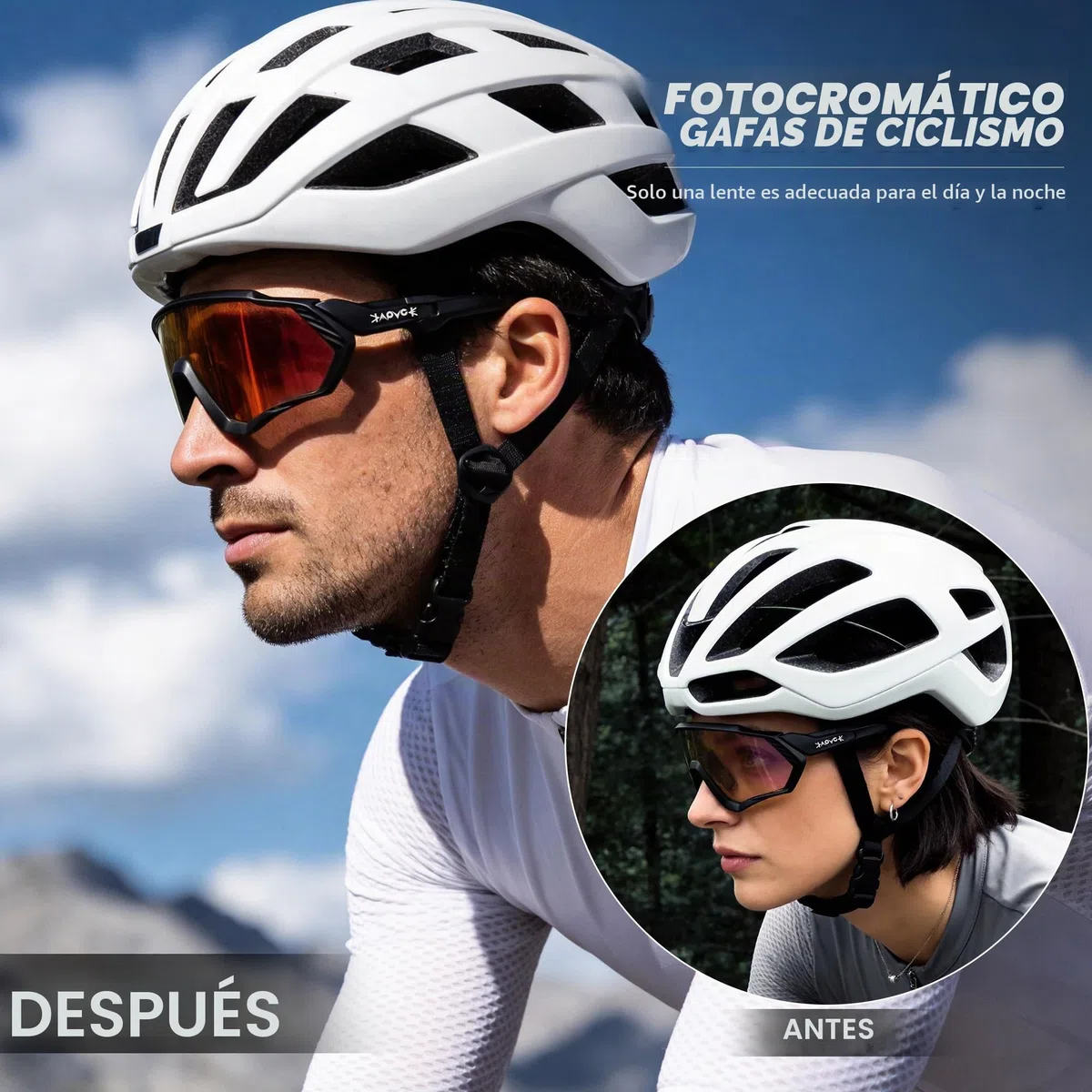 KAPVOE Gafas de Ciclismo Fotocromáticas con TR90 Gafas de Sol Deportivas Mujeres Hombres Running Transparente MTB Accesorios de Bicicleta K9408