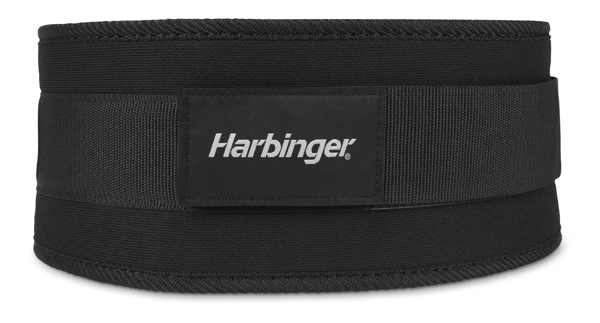 Harbinger Cinturón de levantamiento de pesas de nailon, núcleo de espuma flexible ultraligera, color negro, 11,4 cm de ancho