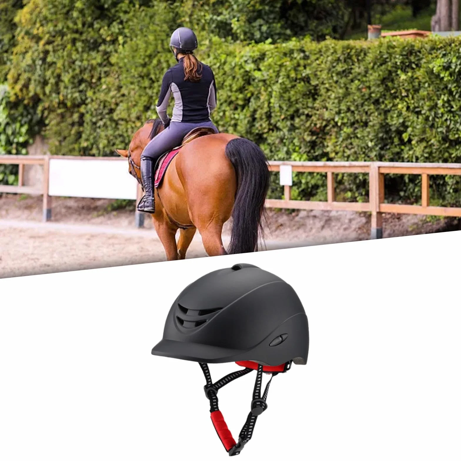 Perfeclan Casco Ecuestre de Verano Gorra de equitación Borde extraíble Transpirable Compacto Ajustable Hombres Mujeres Casco Ecuestre Casco de equitación para, M