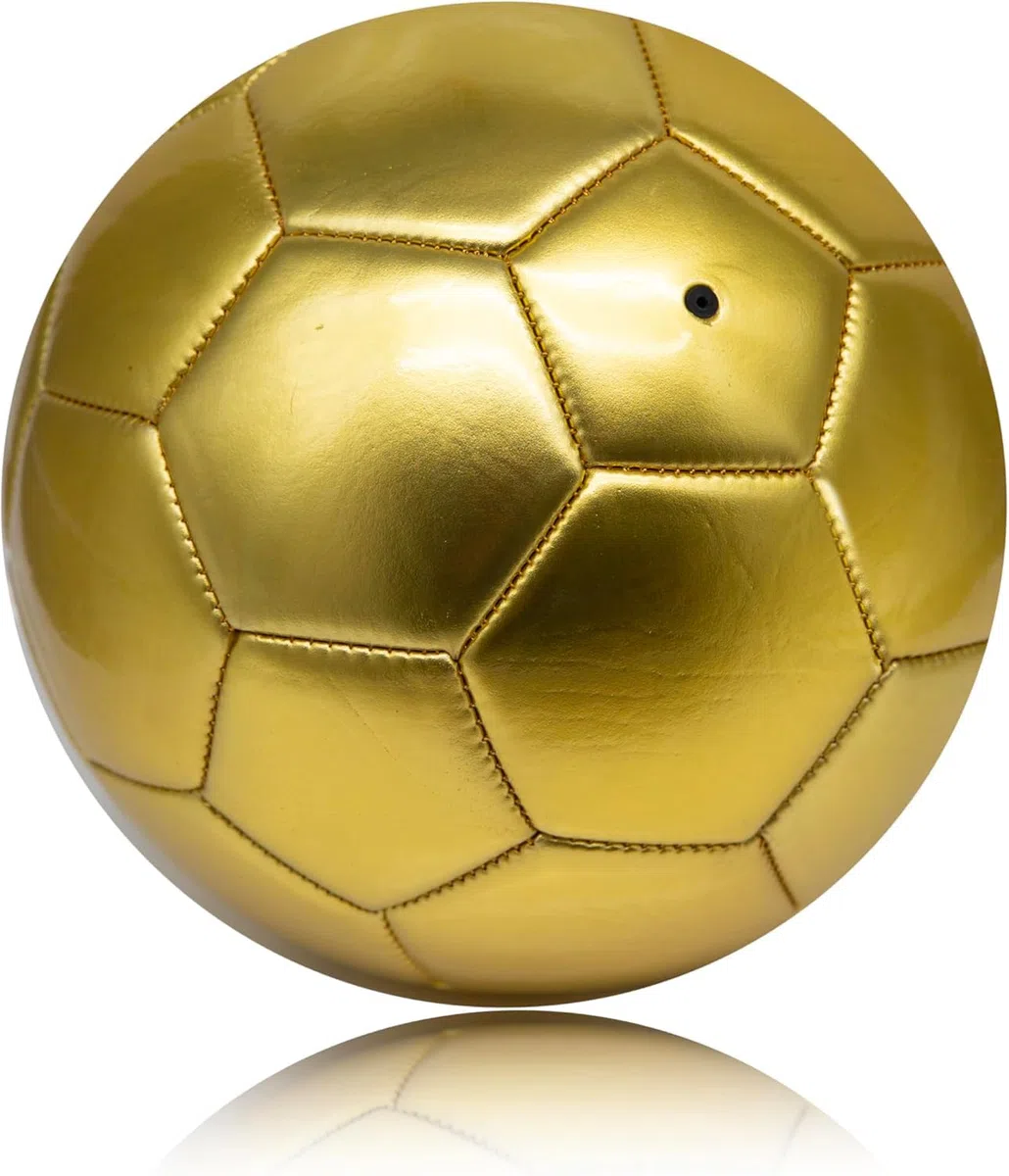 Balón de fútbol dorado liso de 32 paneles, tamaño 5, balón de fútbol dorado metálico