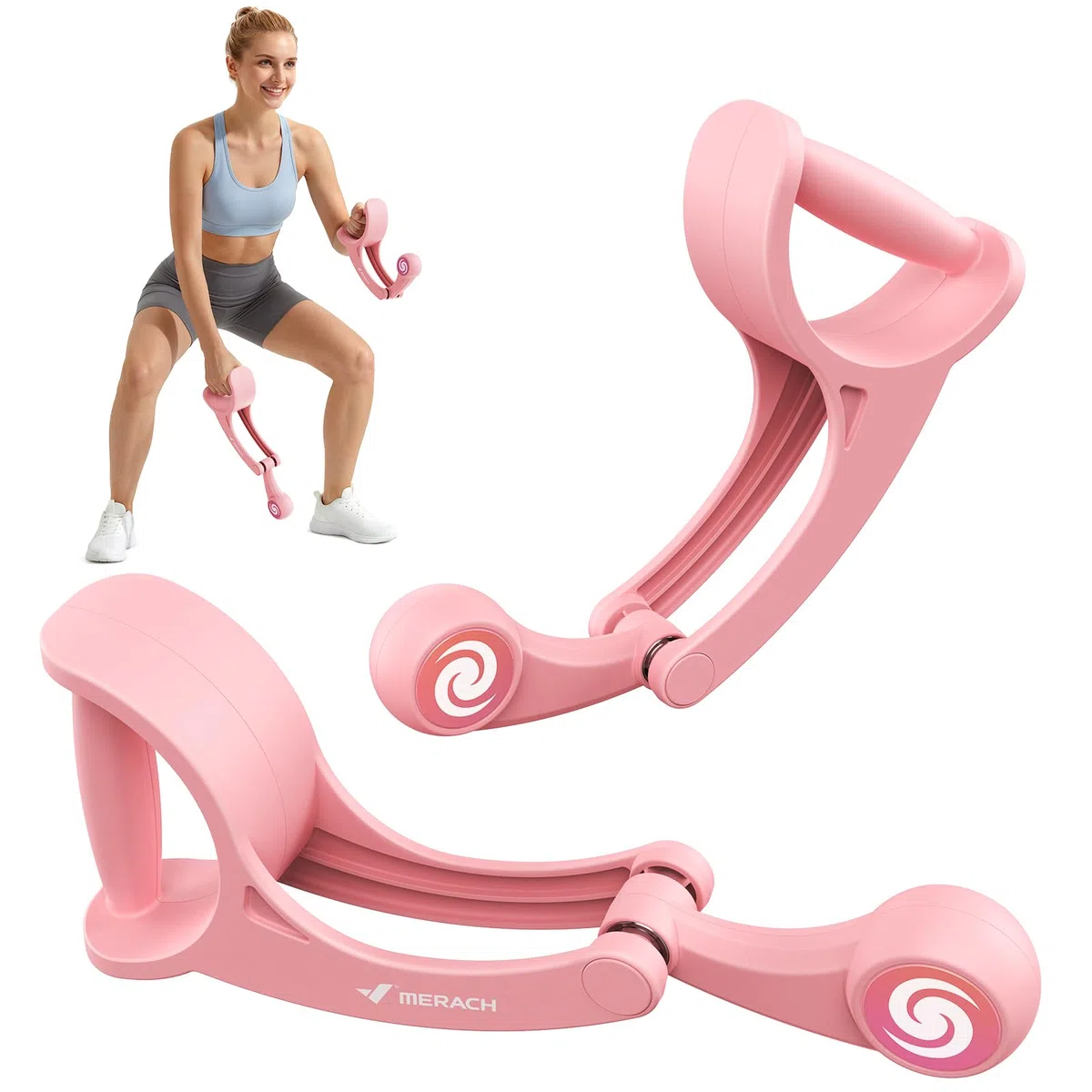 MERACH Ropeless Battle Ropes, Cuerda de Batalla sin Cable, Tonifica Brazos, Core y Cuerpo Entero, Ideal para Fitness Básico y Rehabilitación, Hombres Mujeres, Silenciosa y Portátil - Rosa (2 Unidades)