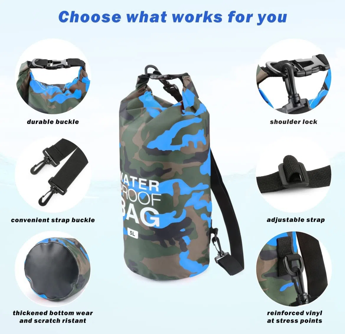 Bolsa Seca Impermeable, Mochila Seca Flotante Bolsa de Playa Saco seco liviano para la Playa, Paseos en Bote, Pesca, Kayak, natación, Rafting, Camping 5L 10L 15L 20L 30L