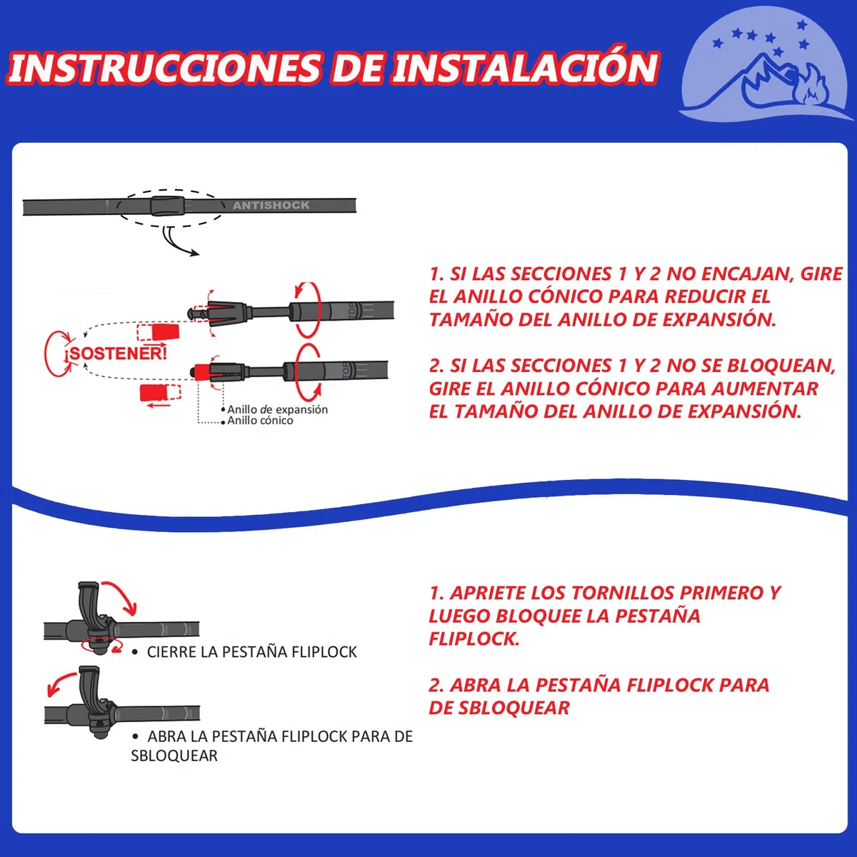 Bastones de Senderismo Nórdico, Bastón Telescópico 2 Pieza para Trekking, Bastón de Aluminio, Bastón de Trekking de 60-135 cm para Niños, Adultos, Bastón Ajustable con Absorción Antichoque