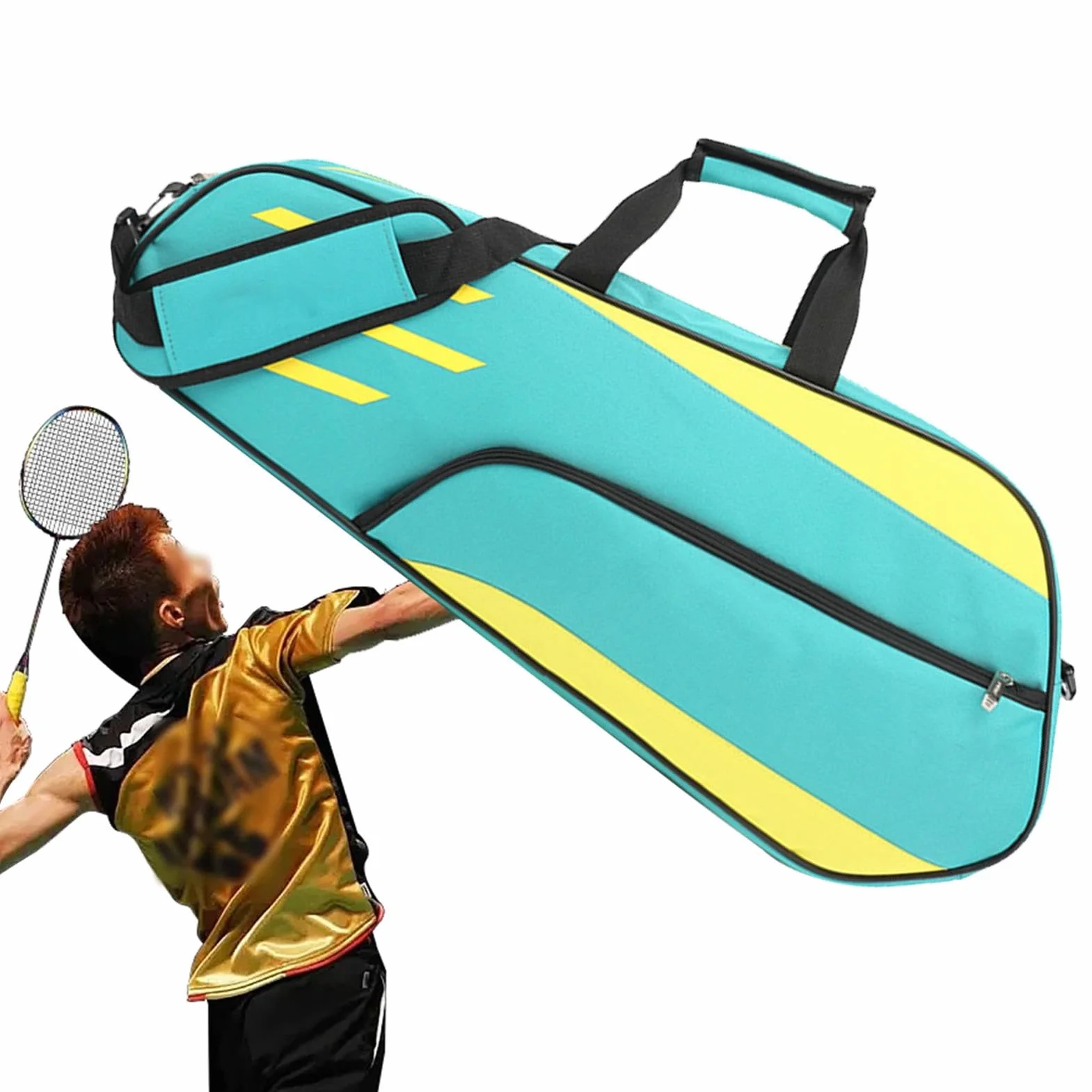 Bolsa para raqueta de tenis, bolsa de almacenamiento de bádminton, bolsa de transporte de organización de bádminton, impermeable para el hombro, bolsas de tenis para deportes y viajes al aire