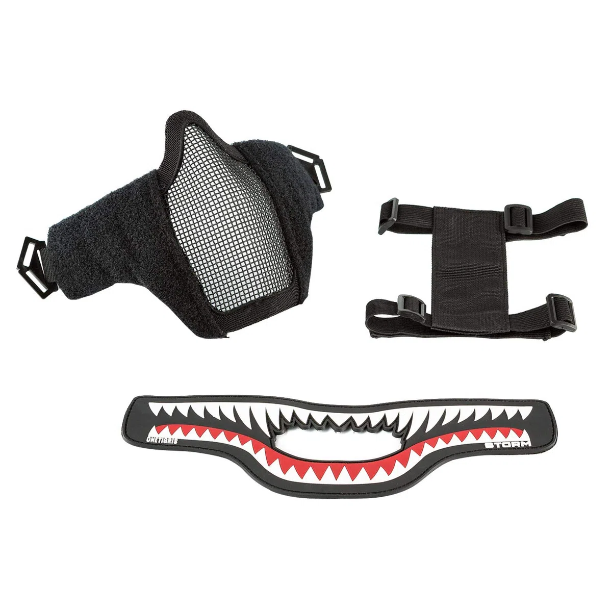 OneTigris X Storm Máscara Táctica Plegable de Media Cara con Malla + Parche Moral para Practicar Airsoft y Paintball CS con Correa Ajustable y elástica, Lower Face Mask