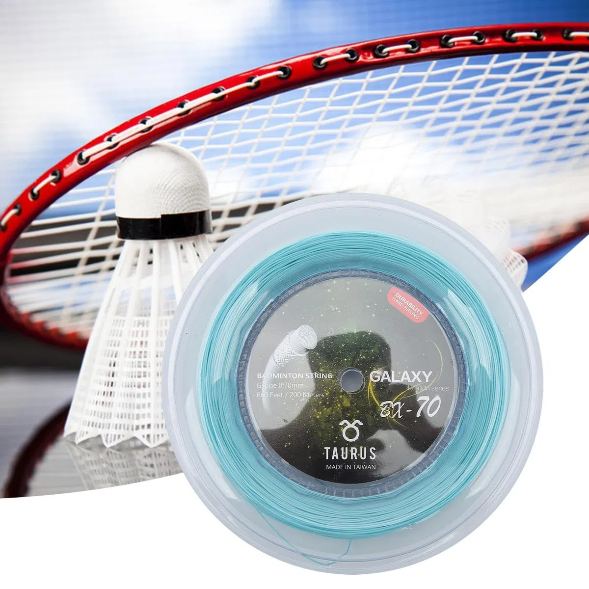 Gomice Cuerda para Bádminton - Hilo Largo para Raqueta De Bádminton De 200 Metros,200m Hilo Elástico para Entusiastas, Principiantes y Deportistas