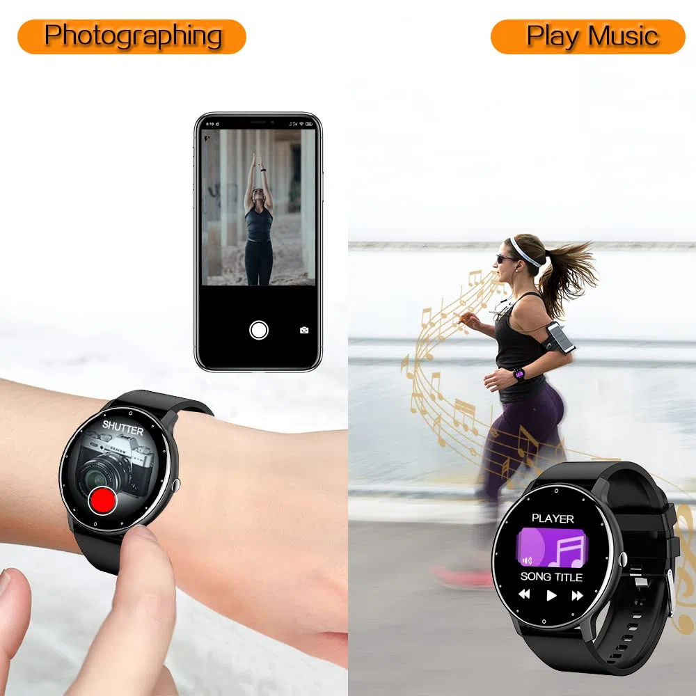 0,8cm Ultrafino Reloj Inteligente Rastreador Fitness Podómetro con Funciones Monitoreo de Frecuencia Cardíaca, Presión Arterial, Oxígeno en Sangre y Sueño, Notificación Inserción Mensaje Soporte