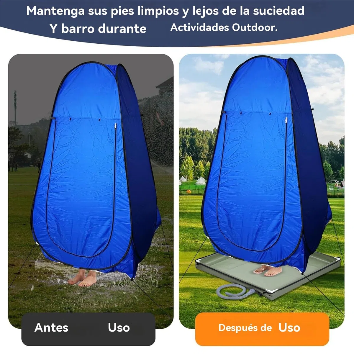 Plato De Ducha Portátil, Base De Ducha De Camping Plegable 2 En 1 con Tubo De Drenaje, 80x80x10cm Duradera Oxford Impermeable Fondo De Toldo De Tienda, Base De Cubierta De Ducha Al Aire Libre