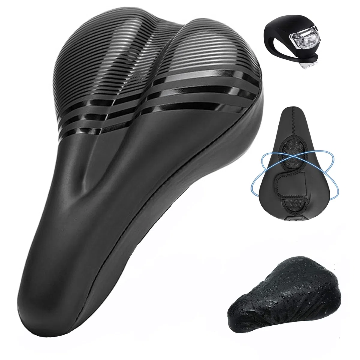 Funda Sillin Bicicleta Gel,Funda para Asiento de Bicicleta,con Funda Impermeable,Superficie de PU Mejorada,para Sillín Estrecho de, Apto para BMX,MTB y Carretera