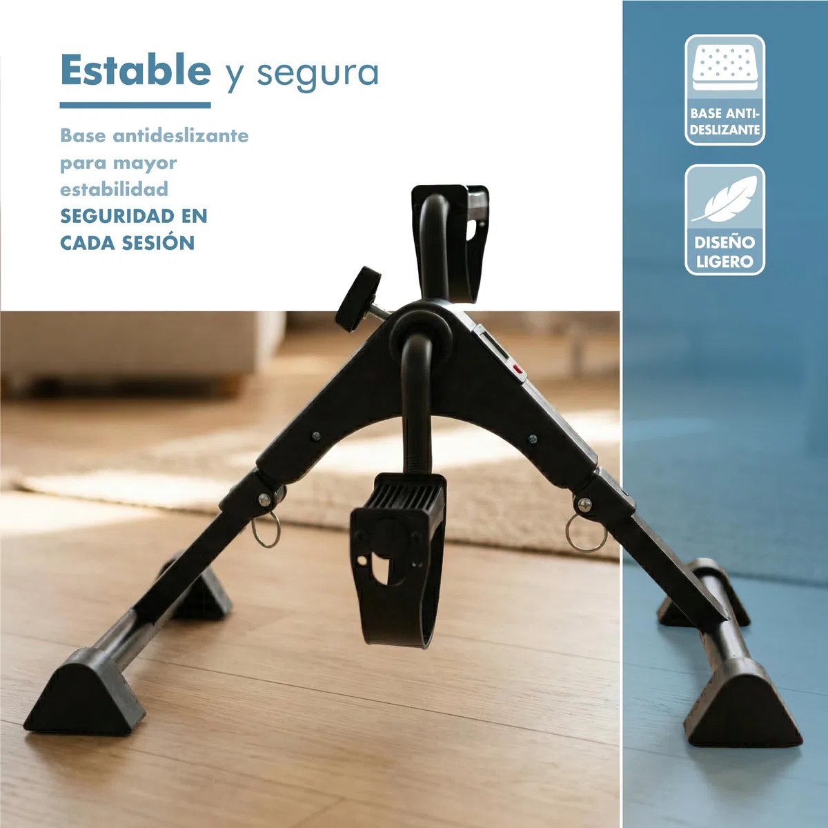 PORTENTUM Pedales estaticos Personas Mayores con Base Mejorada y Esterilla Antideslizante – Plegable con Pantalla LCD – Pedaleador Brazos y piernas con Resistencia Ajustable para Ejercicio en casa