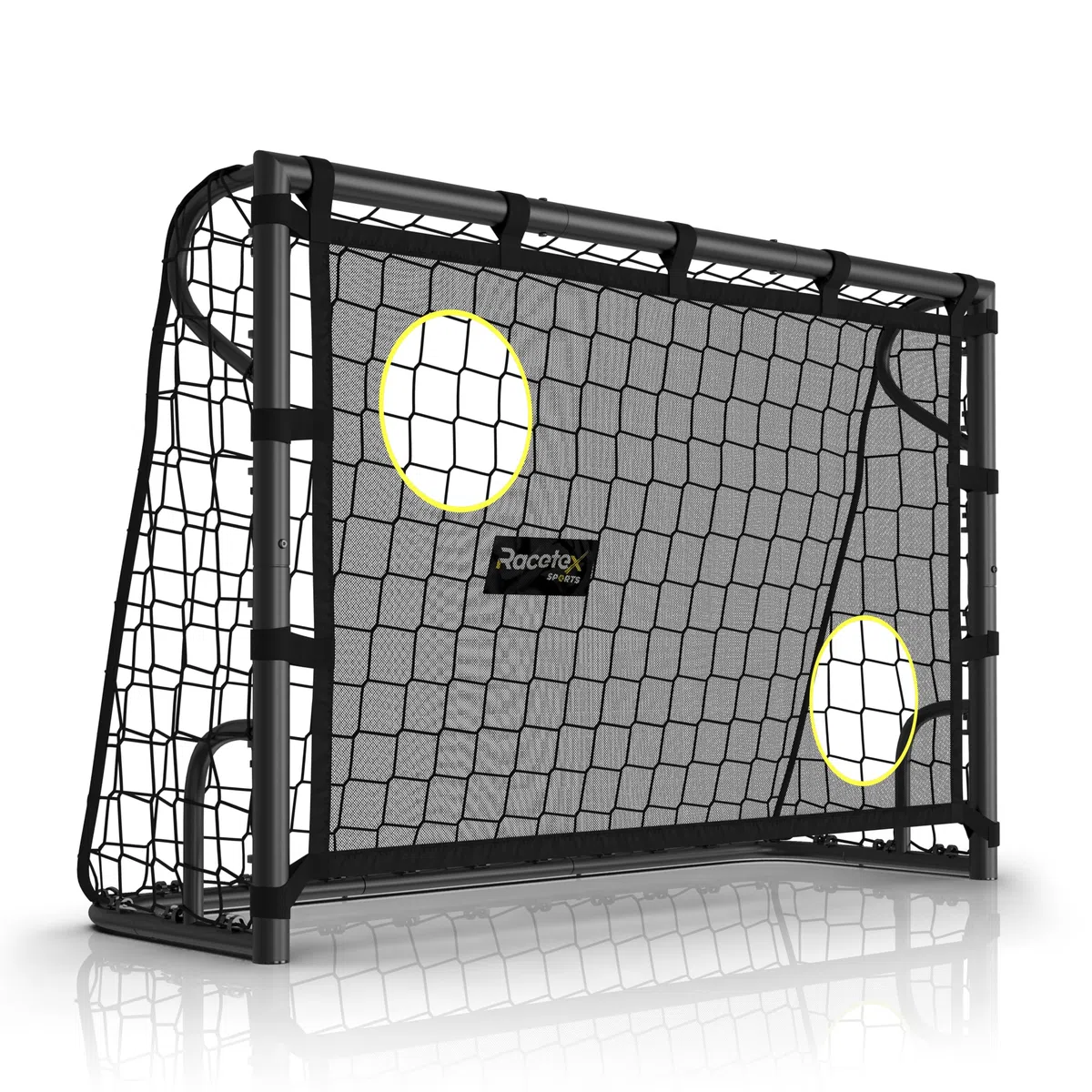 Racetex Portería de fútbol para jardín infantil [con puerta] – Portería de fútbol robusta para niños y adultos con marco de acero frontal y red de fútbol resistente a la intemperie – La portería de