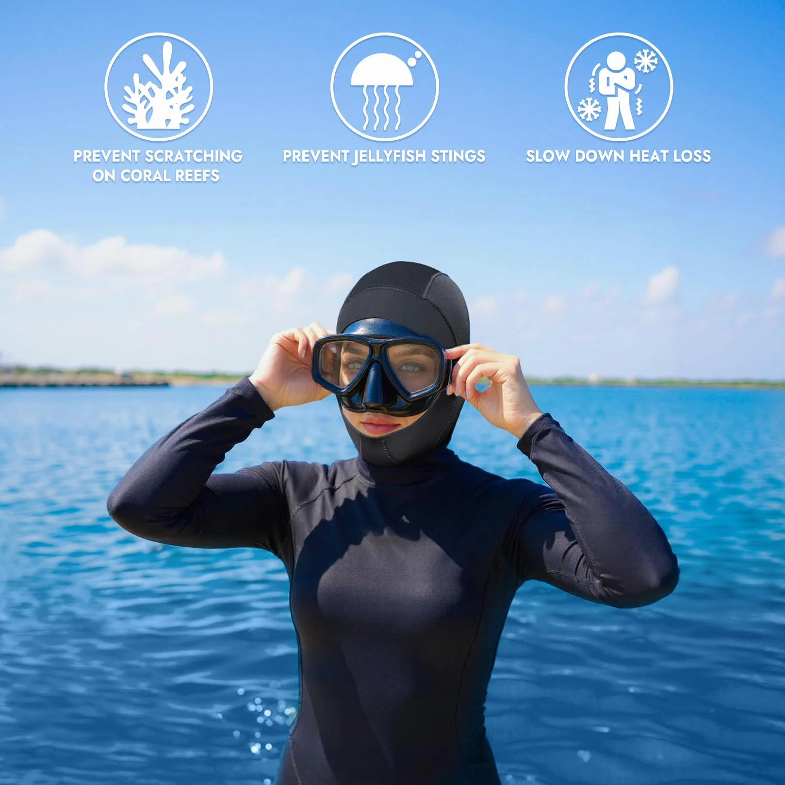 Pasamontañas de neopreno térmico con capucha de 3 mm, gorra con ventilación de flujo, impermeable, para buceo, natación, surf, Snorkeling, para unisex adultos