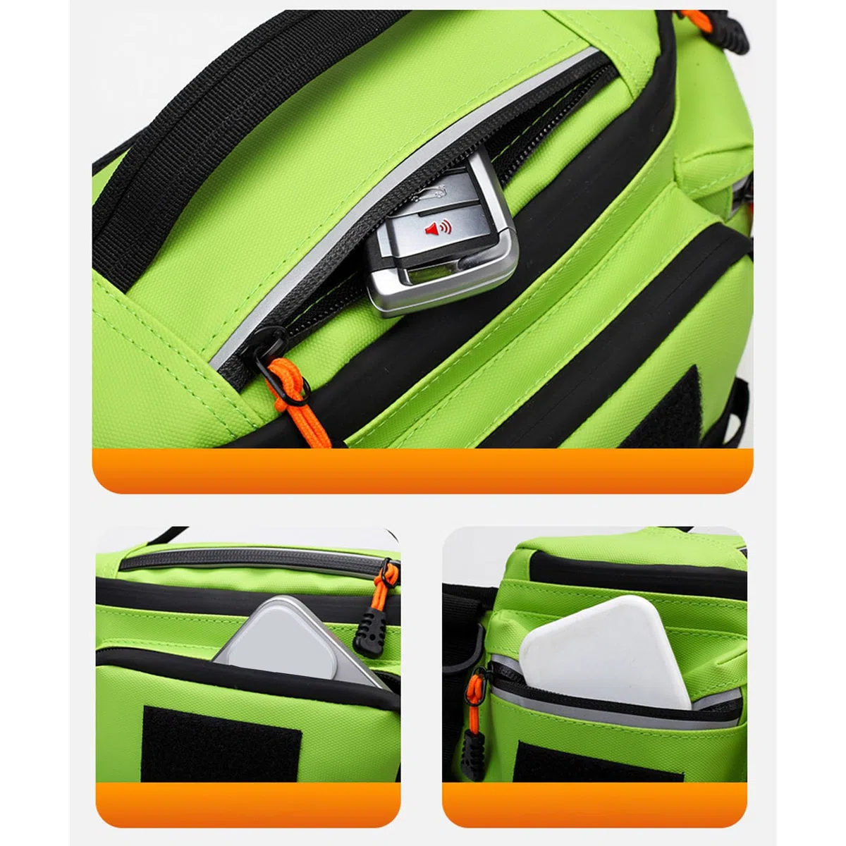 Tnfeeon Bolsa de Pesca con Cabestrillo de Tela Oxford, Riñonera para Aparejos, 36x15x19cm, Organizador Expandible de Múltiples Compartimentos con Ganchos Externos para Hombres, Pesca, Ciclismo,