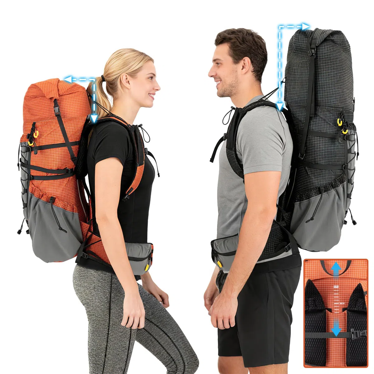 Night Cat Mochila Trekking Ultraligera: Mochila Hombre Mujer Impermeable 70L Grande para Montaña Viaje y Senderismo