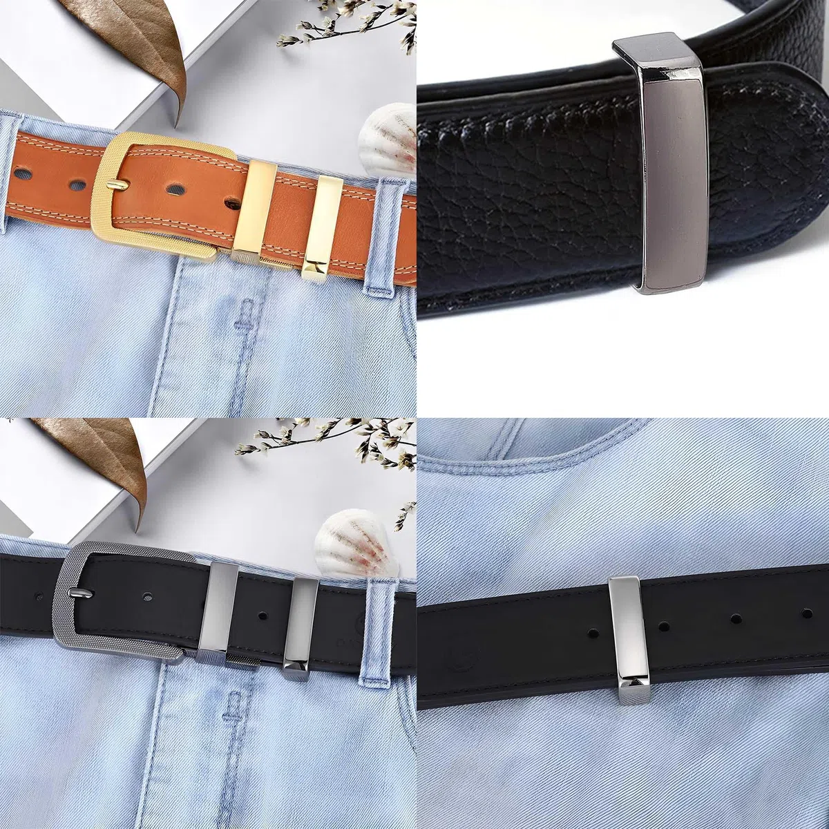 4 piezas Anillo de Cinturón Hombres Cinturón Hebilla Cinturón con Trabilla para Cinturón Hebilla de Metal para Cinturón para Cinturón de 36-39Mm de Ancho (Cuatro colores, L)