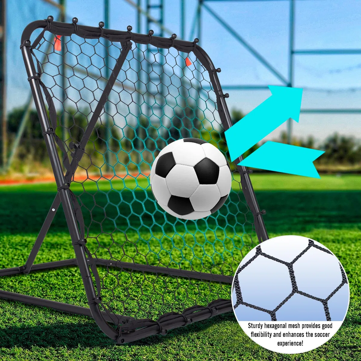 Leogreen Red de Rebote para fútbol, Red de Entrenamiento de fútbol, Red de Entrenamiento de ángulo Ajustable, para Adolescentes y Adultos
