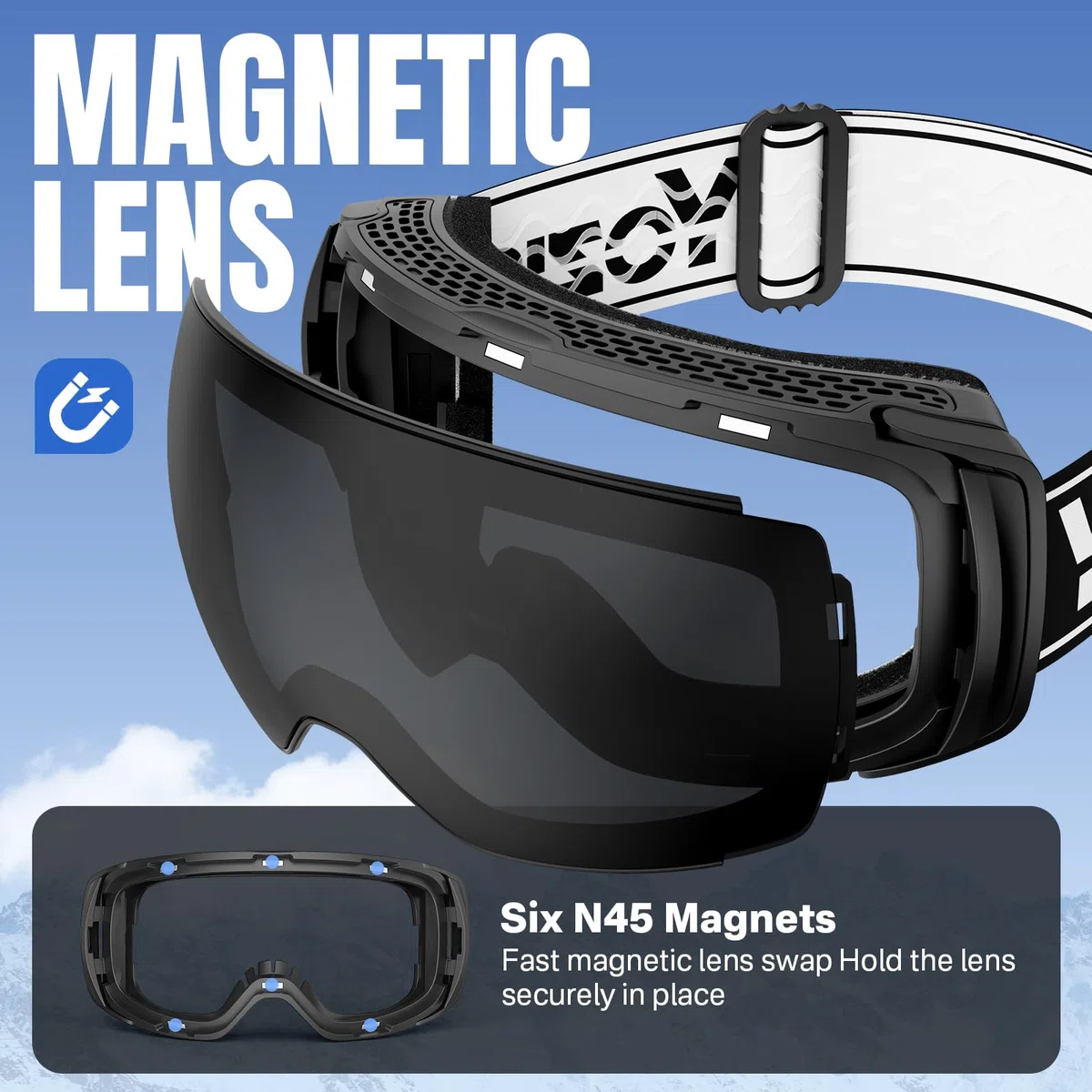 Gafas de esquí,Gafas de snowboard con protección UV400,OTG Gafas de esquí para usuarios de gafas,antiempañamiento gafas de esquí para snowboard