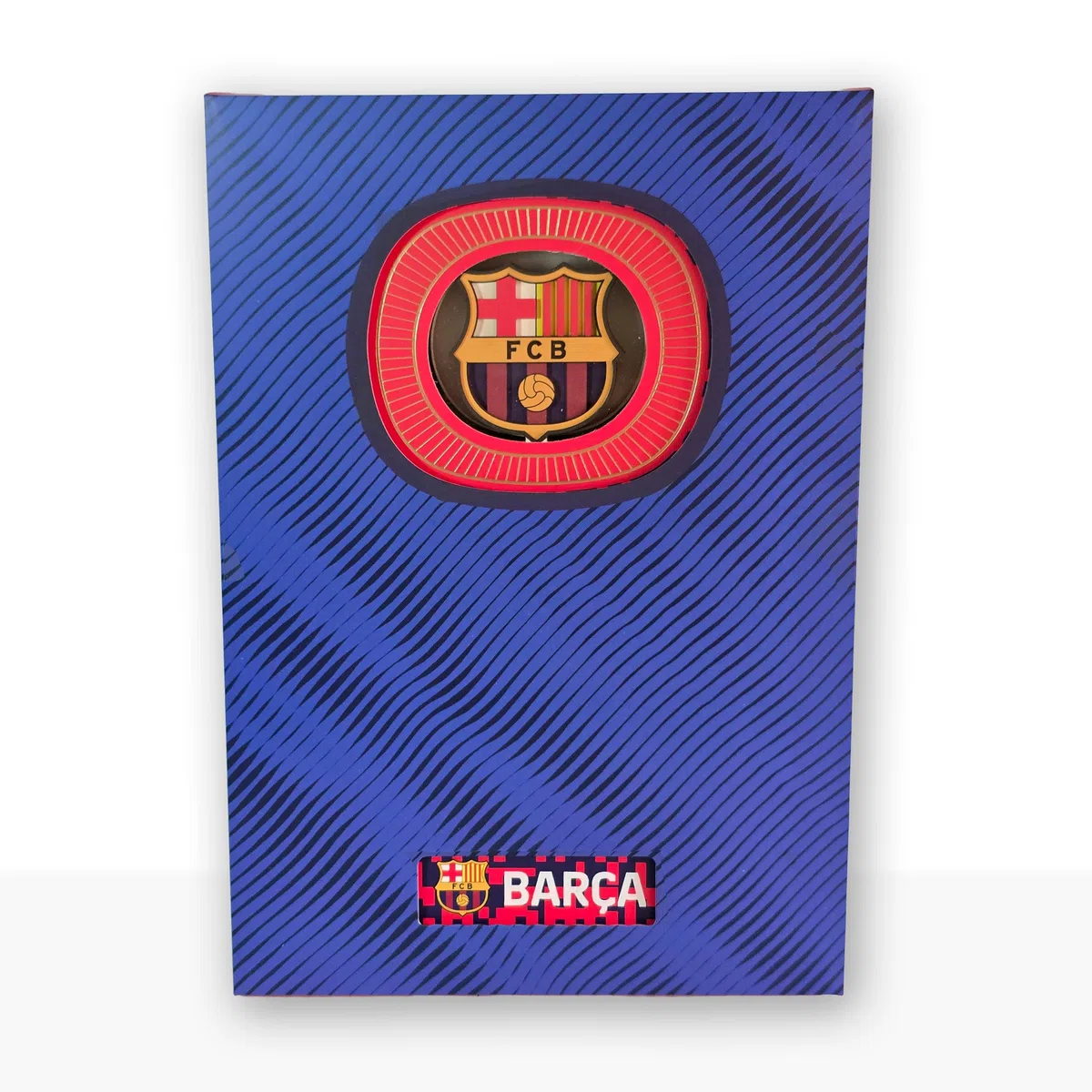 Cuaderno FC Barcelona BARÇA en 3D - encuadernación con Lomo Textil y Acabados de Calidad - 120 páginas de Hojas sin pautar - Color Azulgrana - Tamaño A5