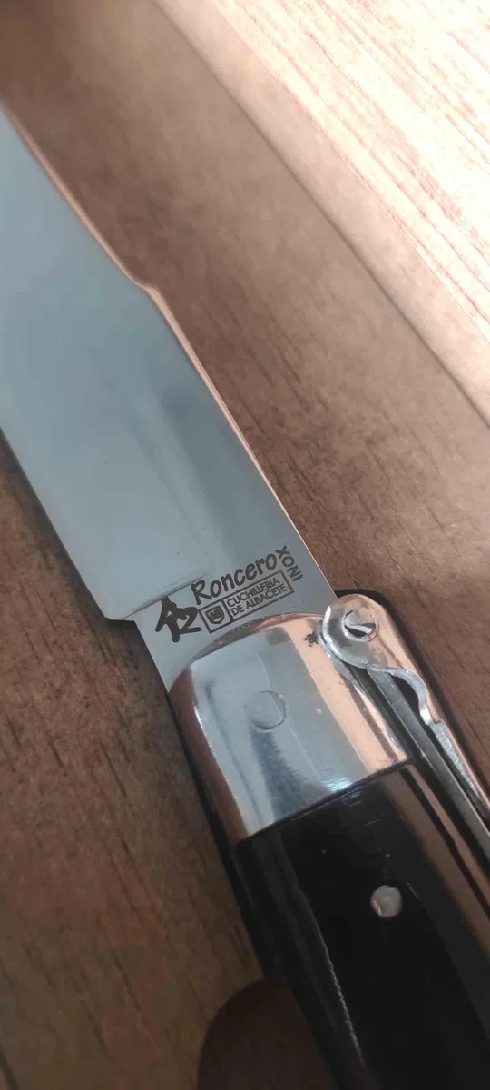 Genérico Roncero Navaja Teja Albacete MIKARTA Negro 8,5 cm.Funda. Personalizada con tu Nombre.