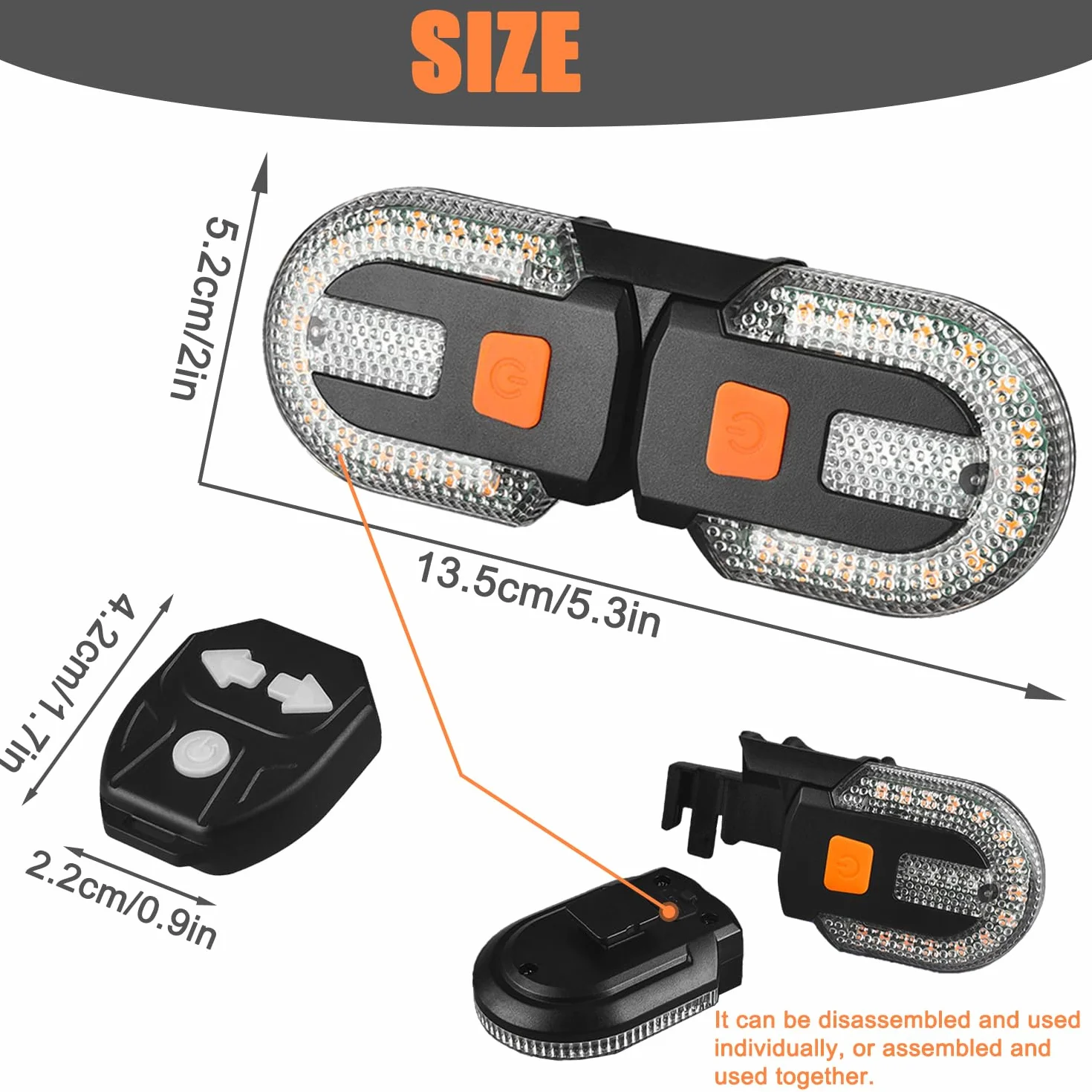 Luz LED de Control Remoto Señal de Giro, Lu-z Trasera para Bici-cleta con señal de Giro, L-uz Trasera LED de Bicicle-ta Recargable por USB, Luz Tras-era de Bicicleta, Bicicleta d Intermitente, Negro