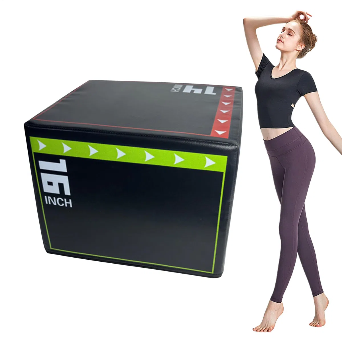 Caja de salto pliométrica multifuncional a prueba de golpes, refuerzo acolchado para gimnasio, entrenador de saltos, estructura de núcleo suave de 13.7 x 11.8 pulgadas con agarre estable, bloque de