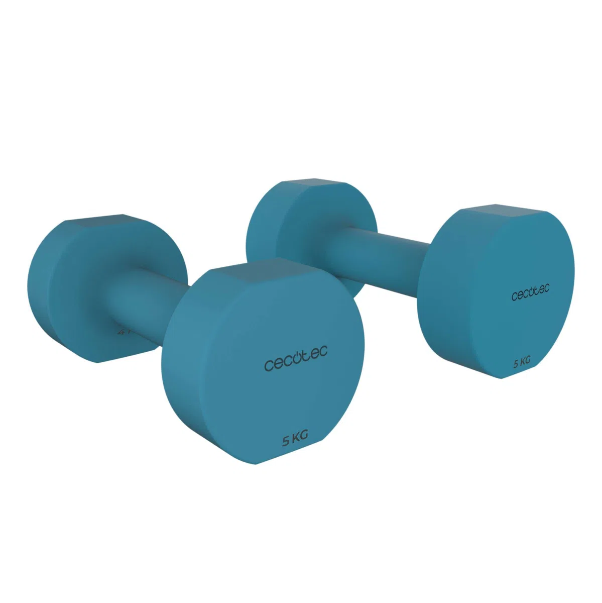 Cecotec Set de Mancuernas de 1 a 5 Kg, Drumfit 400 DoubleNeo, Recubrimiento de neopreno, Diseño compacto y anti-rodamiento, Entrenamiendo de fuerza, movilidad, equilibrio y resistencia