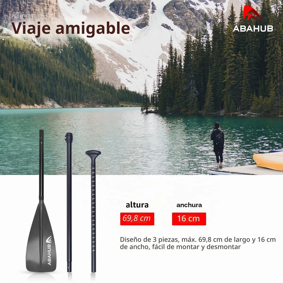 Abahub Remo Paddle Surf Niños Sup Paddle Kids Aluminio 140-178cm Ajustable Stand Up Paddle para Paddleboard, Vástago Recubierto Aleación Aluminio Plástico Hoja Nailon Gris/Turquesa