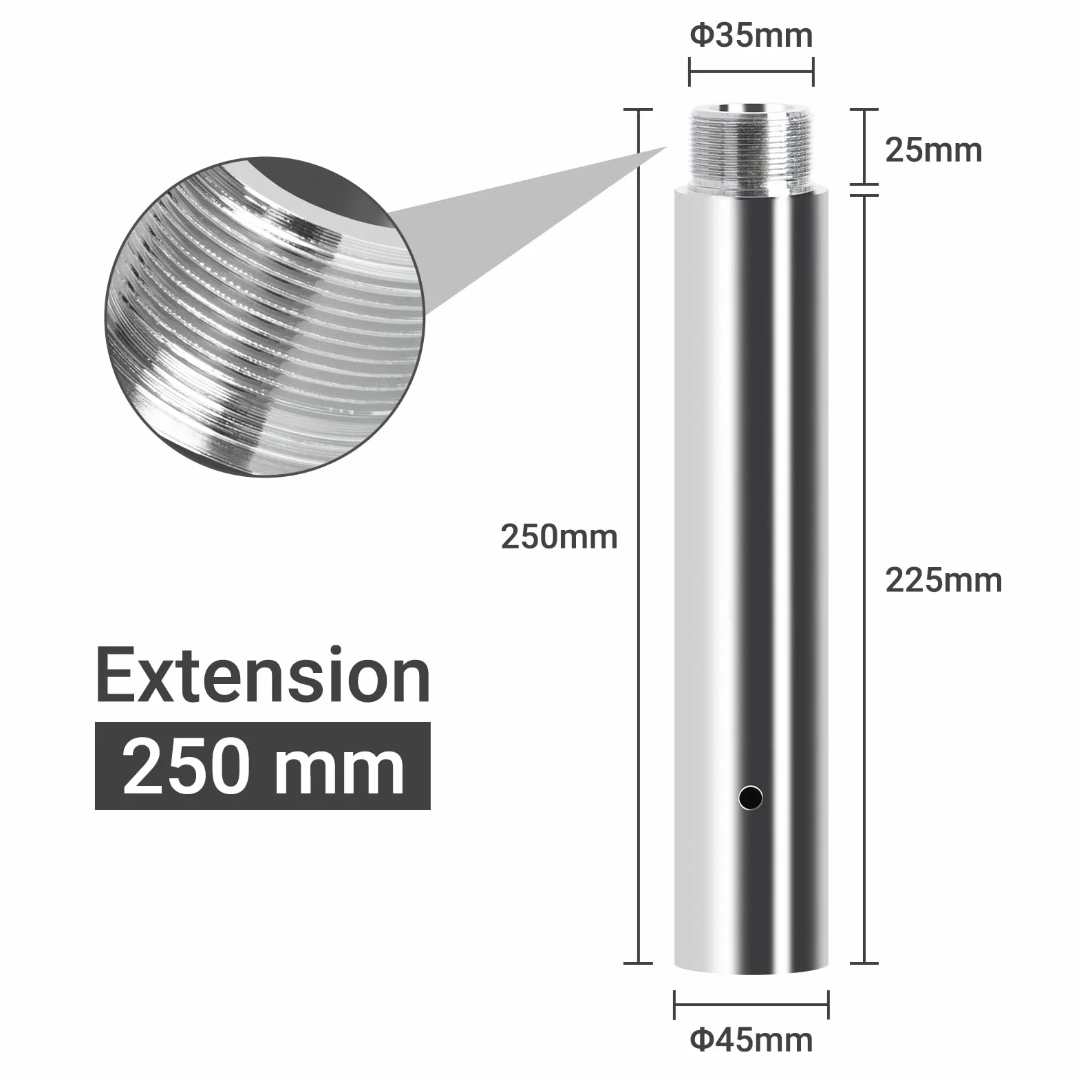 Leogreen 250mm Extensión de Barra de Baile, Tubo de Extensión para Pole Dance Profesional 45mm, polo dentante accesorios