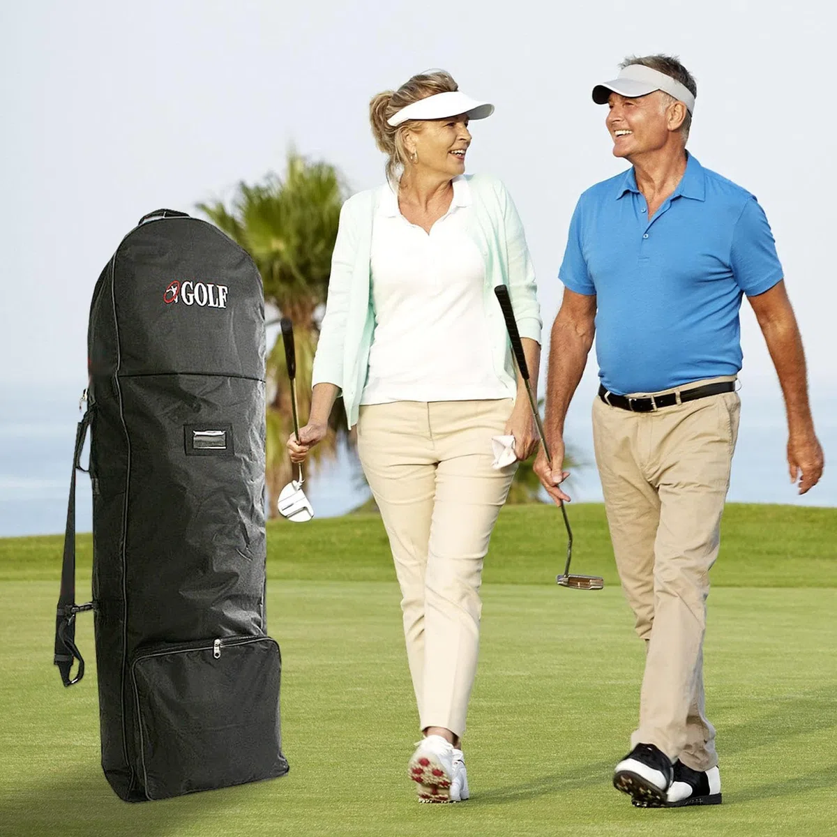 Bolsa De Viaje para Golf con Ruedas - Estuche Protector Portátil con Correa De Hombro para Transportar Palos, Ideal para Viajes En Avión