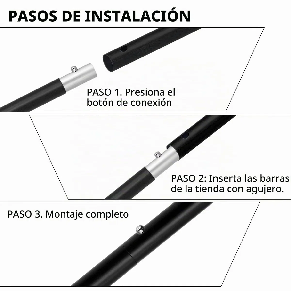 KOMCLUB Barras telescópicas de Aluminio para Carpa, Ligeras, Ajustables, de Repuesto, para Camping, Deportes al Aire Libre