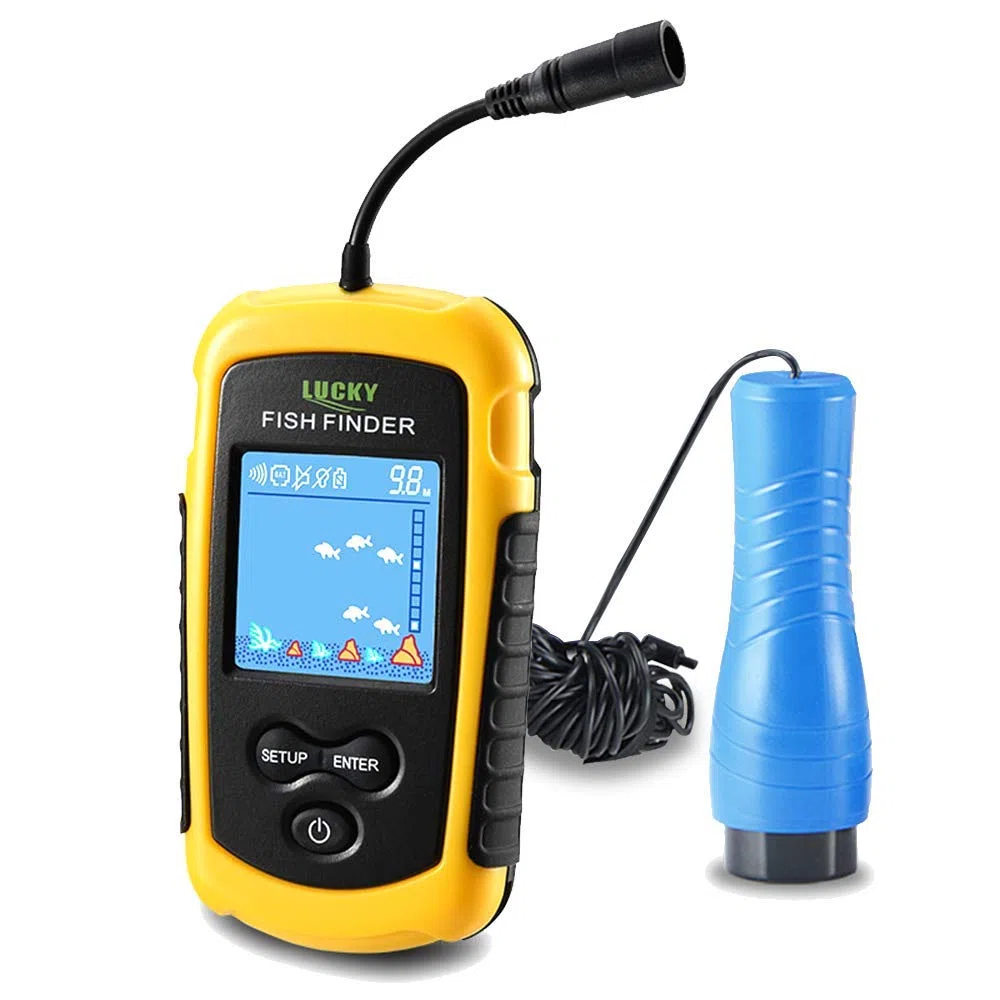 LUCKY Buscador de Peces portátil Dispositivo Detector de Peces Buscador de Profundidad de Mano para Barco Kayak Canoa Pontón Jon Barco Jet ski Tubos de flotación sonda para Pesca en Hielo