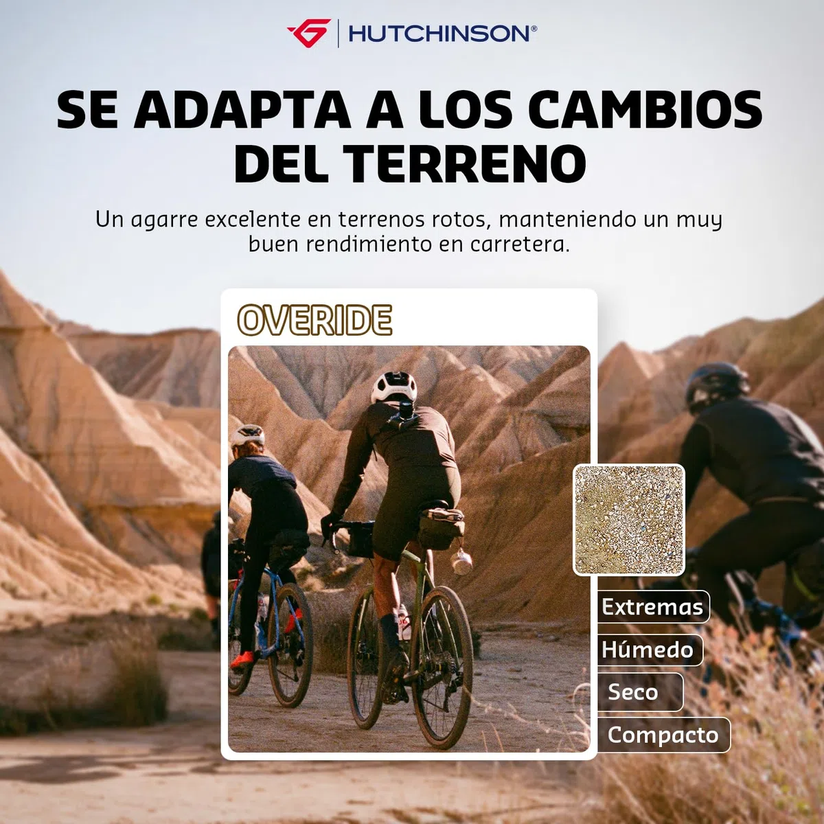 Hutchinson - OVERIDE - Tubeless Ready - Cubierta Gravel - Rendimiento y Comodidad - Varillas Flexibles - Negro/Tan