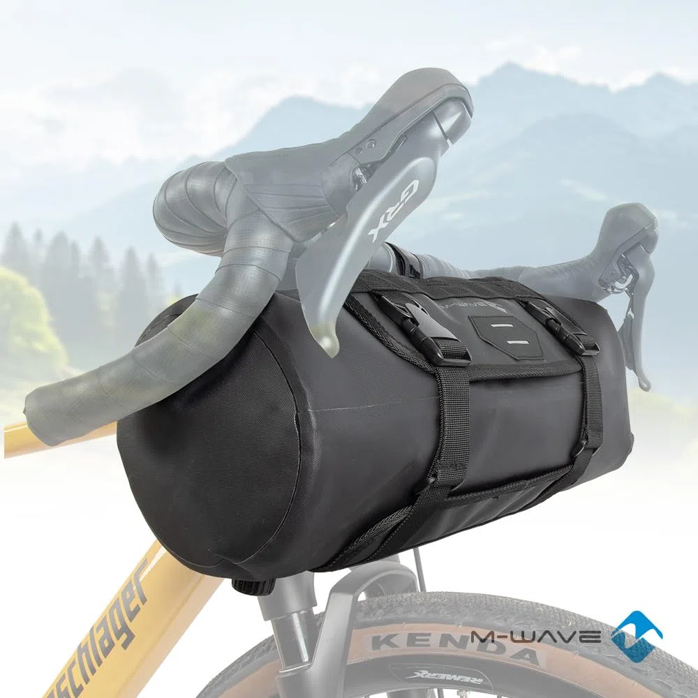 M-Wave Rough Ride Front Black Series - Bolsa para Manillar de Bicicleta, Impermeable, Reflectante, Color Negro