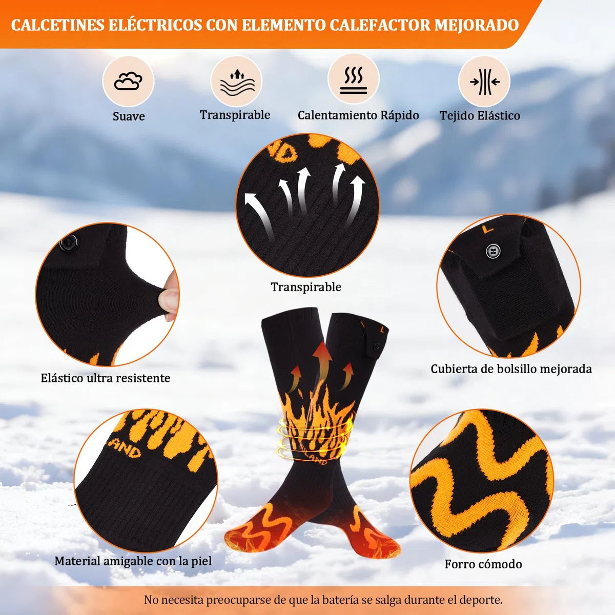 CAMULAND Calcetines Térmicos con App y Batería 10000mAh para Hombre y Mujer, Calentadores Eléctricos Ajustable 4 Niveles, para Senderismo, Trabajo Invierno, Caza, Esquí, Acampada, Pesca en Hielo