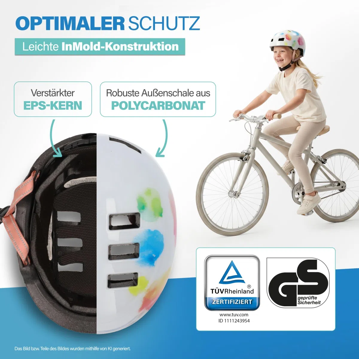 FISCHER Casco de Bicicleta BMX para niños, Casco de Ciclismo, Dirt Bike Plus con luz Trasera LED integrada