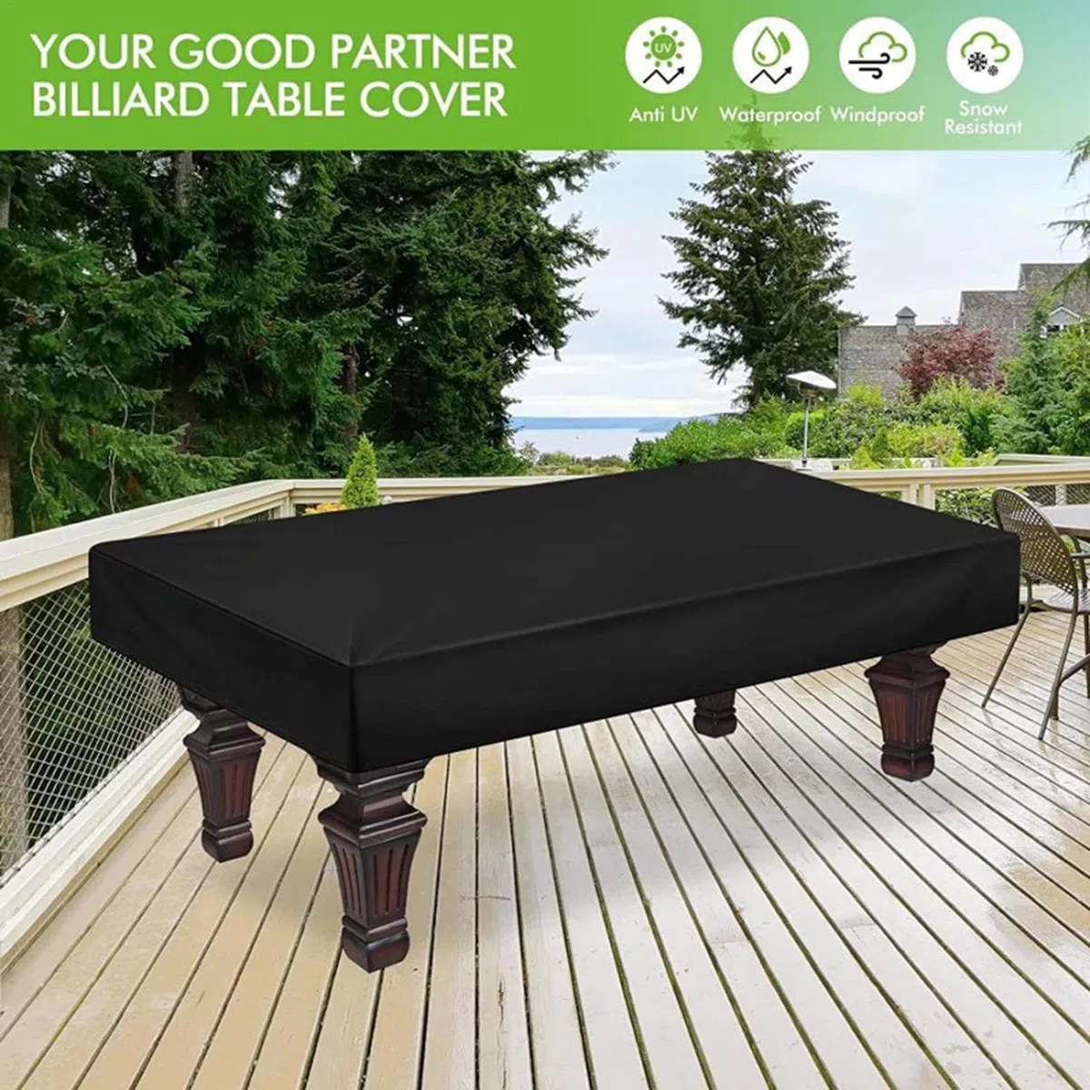 Funda protectora impermeable para mesa de billar de 7/8/9 pies, impermeable, para exteriores, interiores, a prueba de polvo, sol, lluvia, fieltro y billar, color