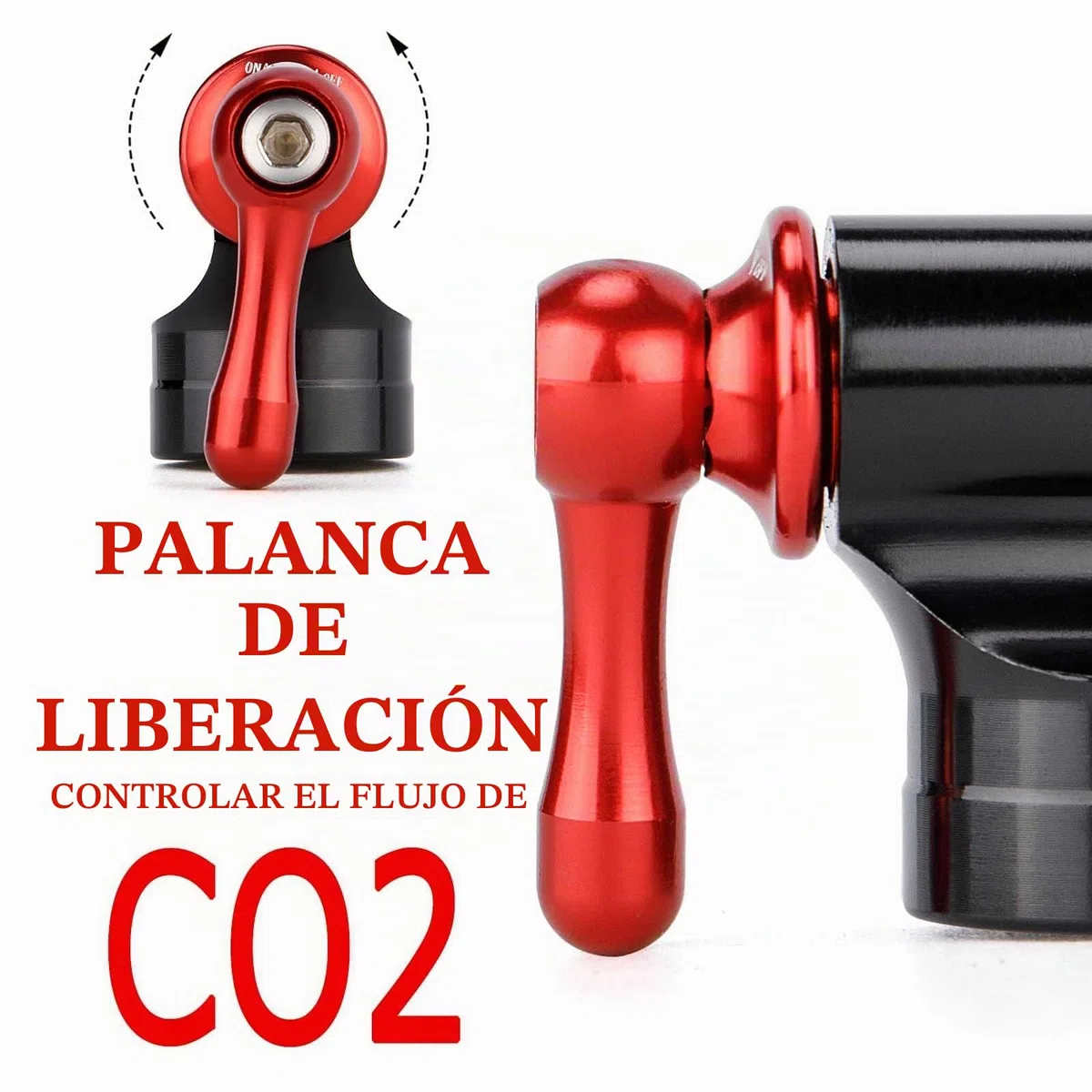 Kit de inflador de CO2 con 5 Cartuchos roscados de CO2 de 16 g - Compatible con válvulas Presta y Schrader - Bomba portátil de CO2 para neumáticos de Bicicleta con Multiherramienta