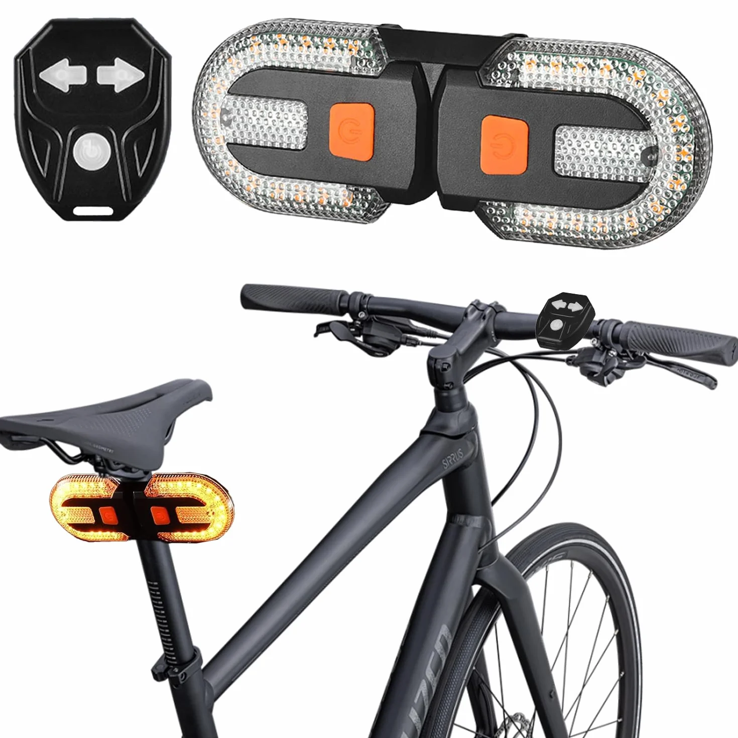 Luz LED de Control Remoto Señal de Giro, Lu-z Trasera para Bici-cleta con señal de Giro, L-uz Trasera LED de Bicicle-ta Recargable por USB, Luz Tras-era de Bicicleta, Bicicleta d Intermitente, Negro
