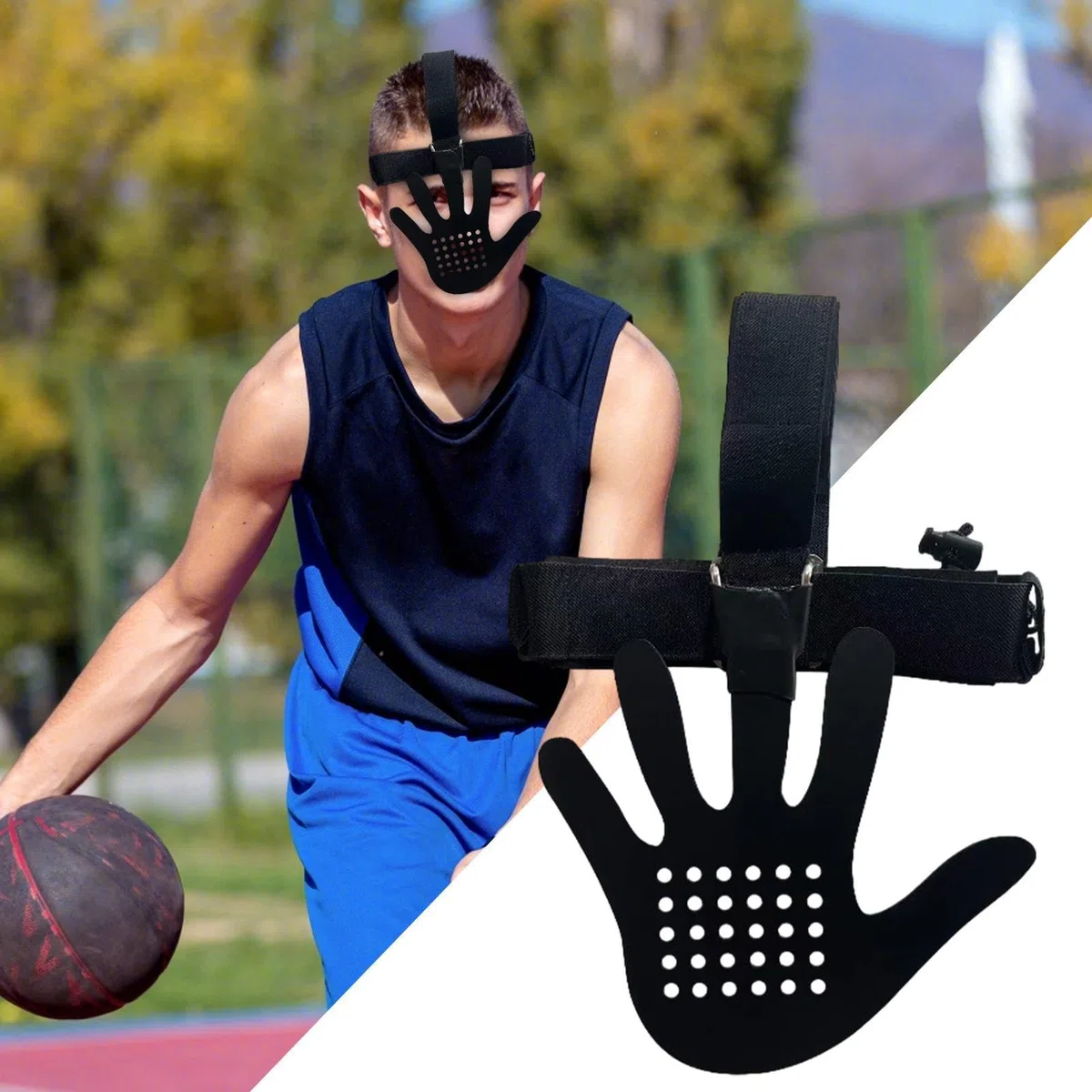 Máscara de Baloncesto, máscara Facial de Baloncesto, Protector Facial Deportivo, máscara defensiva de Baloncesto, máscara de Entrenamiento de Disparos Que bloquea los Ojos, Equipo de Entrenamiento de