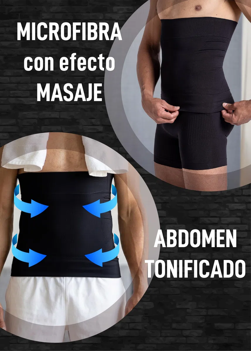 Faja Abdominal Hombre Reductora Modeladora – Microfibra Transpirable Sin Costuras, Faja Reductora Hombre Vientre Plano Efecto Adelgazante, Masaje 3D Invisible – Made in Italy