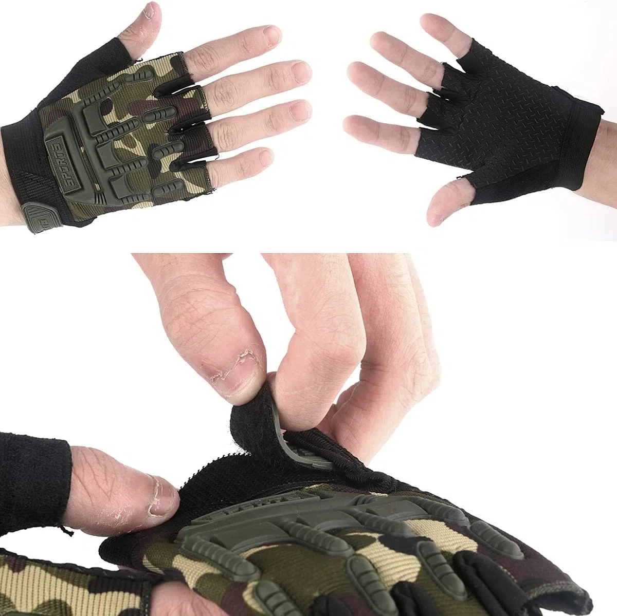 Chaleco táctico para niños al aire libre, chaleco de combate para niños, chaleco transpirable ajustable con guantes cortos de medio dedo para niños