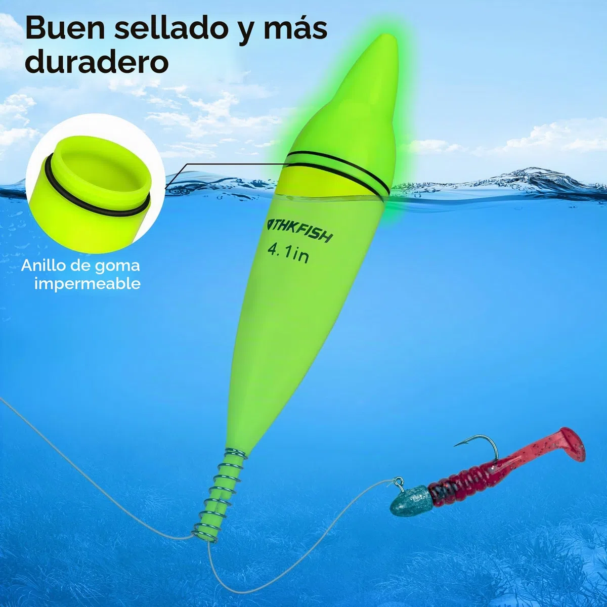 THKFISH 4 unidades de flotadores luminosos LED para pesca nocturna, flotadores luminosos para peces de pez y lucioperca y waller