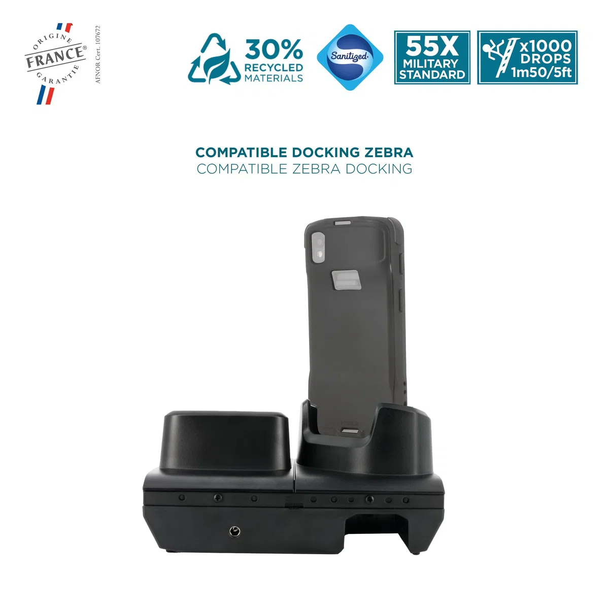 Mobilis Funda para Zebra TC22 & TC27 (Parte Posterior Cerrada), Protección contra Caídas Grado Militar Antigolpes, Carcasa Reforzada para Ordenador Móvil Compatible Estación de Carga