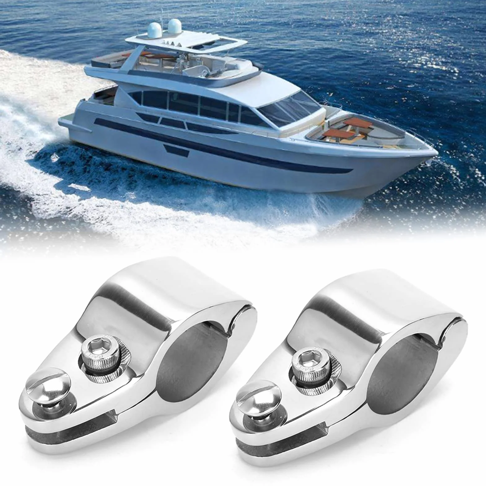 Paquete de 2 Bimini Superior para Barco, Montaje de riel Deslizante de mandíbula con bisagras de 1 Pulgada, tobogán de mandíbula Superior para Barco/Tapa Superior, Accesorios para yate(30mm)