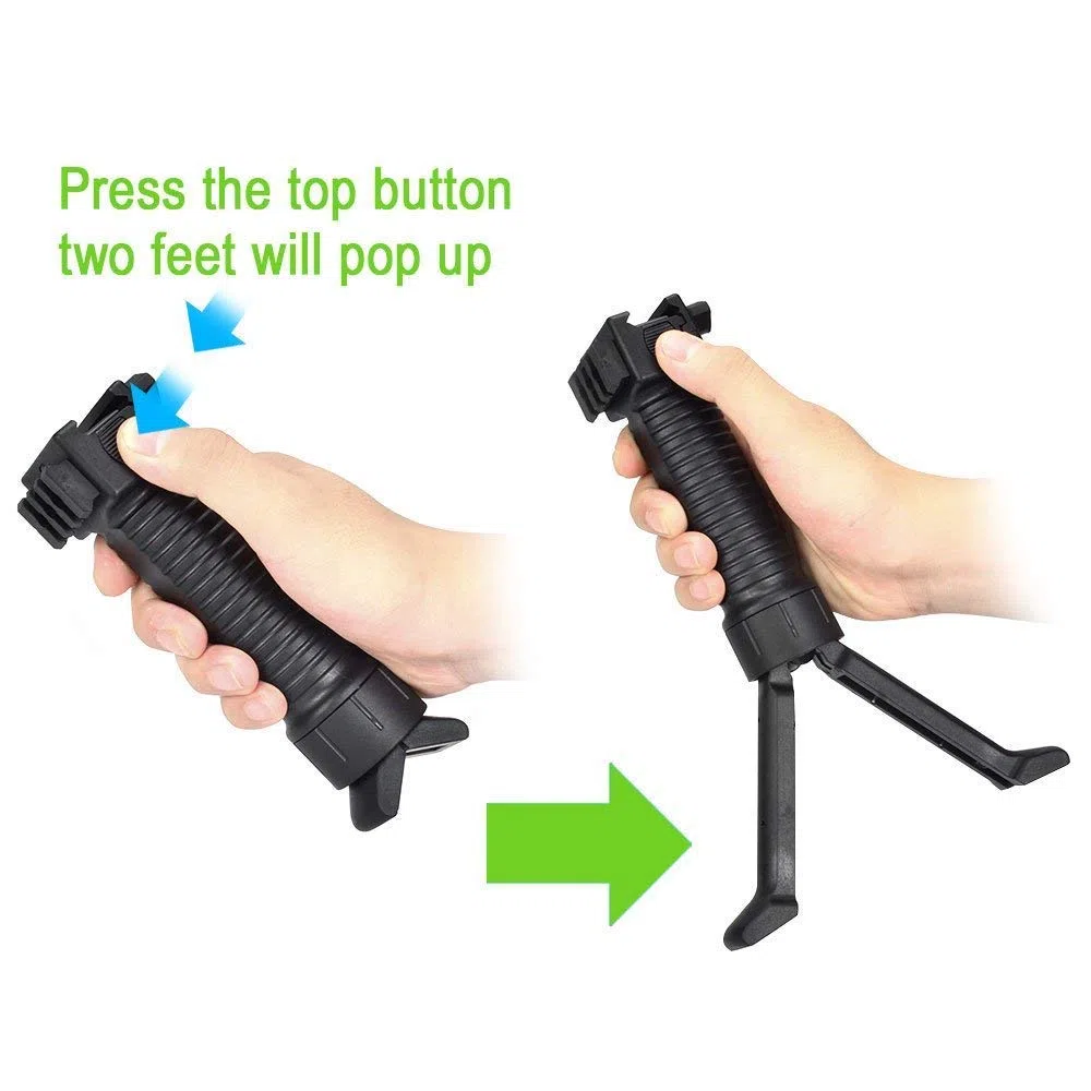 OTraki Bipode para Rifle 20mm Grip Bípodes Mount 2 en 1 Plegable Universal Bípode para Pistola de Aire Rifle para Armas de Caza, Multiángulo, Negro