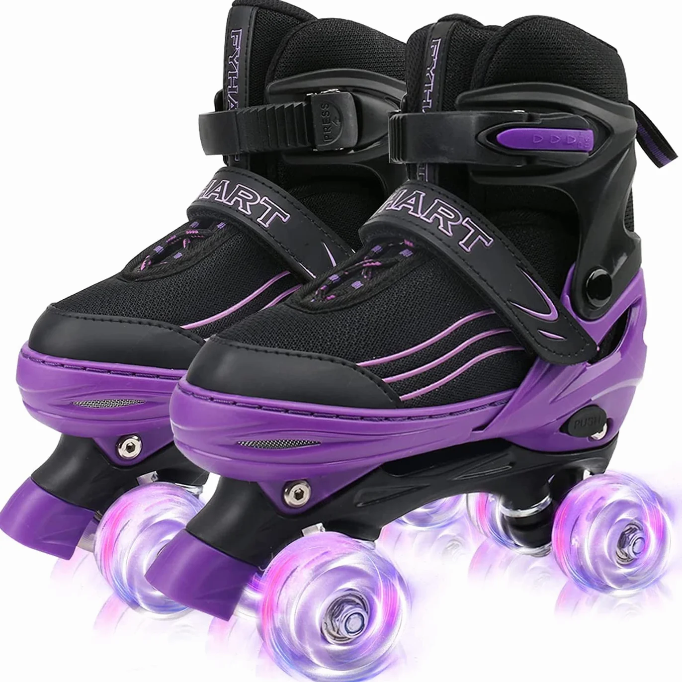 Patines para niñas, Patines para niños, Patines Infantiles con iluminación en Todas Las Ruedas, Aptos para Interior y Exterior, Mediana (Black Purple, M (32-36 EU))