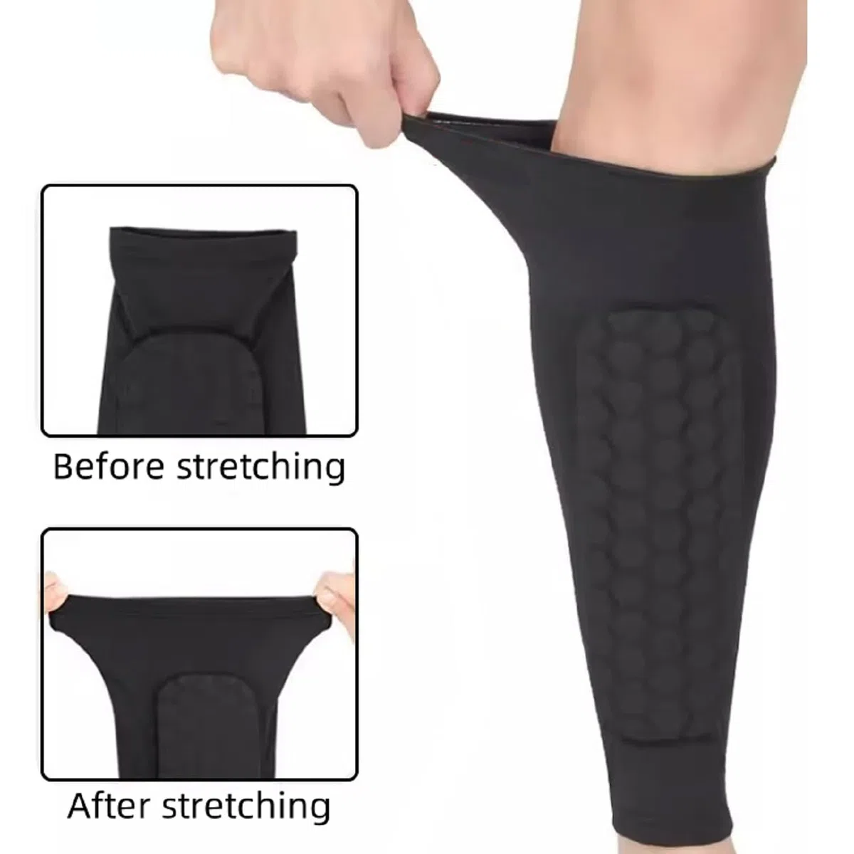Shin Defender Shin Guards, Ski Sports Elastic Shin Bang Protetcor with Honeycomb Pads for Kids and Aldult