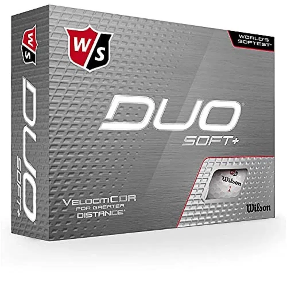 Wilson Staff, Bola de golf más blanda del mundo, 2 capas, Para máxima distancia, Pack de 12, Jugadores avanzados, Compresión 29, Caucho, DX2 Soft